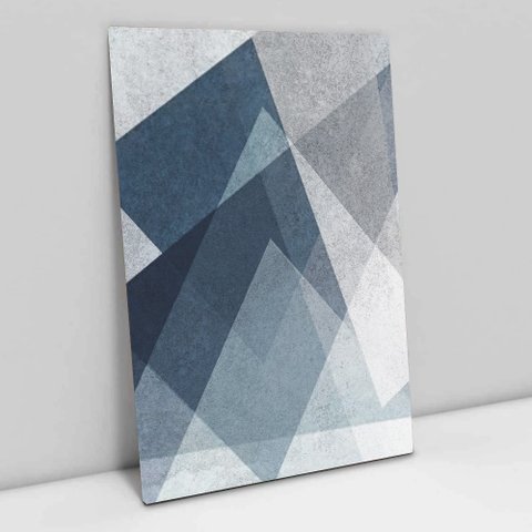 Quadro Decorativo em Canvas Abstrato Elementos Geométricos - Moldura Madeira - 60 x 40cm
