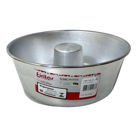 Forma de Alumínio para Bolo Pudim 22 Cm Furo Redonda Eirilar