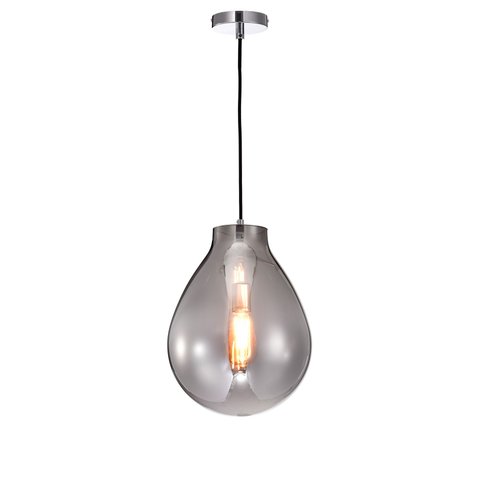 Pendente Cromado com Vidro Fumê 40cm 1e27 14616-pl
