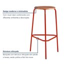 Ver mais imagens de Kit 2 Banquetas para Cozinha com Base de Aço Cumbuca Vermelho/Marrome