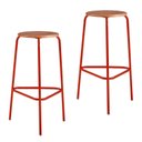 Ver imagem 2 de Kit 2 Banquetas para Cozinha com Base de Aço Cumbuca Vermelho/Marrome