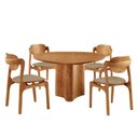 Ver imagem 2 de Conjunto Mesa de Jantar Helena Tampo Organico Laminado 4 Cadeiras Celeste Gold Marrom/Ambar/Imbuia