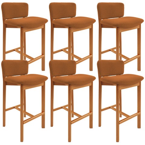 Kit 06 Banquetas Alta para Cozinha Sala de Jantar Bar Dara L02 Bouclê Terracota - Lyam Decor