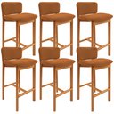 Ver imagem 1 de Kit 06 Banquetas Alta para Cozinha Sala de Jantar Bar Dara L02 Bouclê Terracota - Lyam Decor