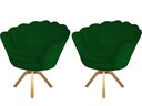 Ver imagem 1 de Kit 2 Poltronas Decorativa Pétala Base Giratória Madeira Suede Verde Ms Decor