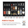 Barzinho Adega Sala Bar Porta Taças Decoração Parede Preto Fosco - 3