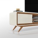 Ver imagem 7 de Rack Decorativo 2 Portas Pés de Madeira Maverick Nature/OffWhite - Gran Belo