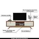 Ver imagem 3 de Rack Decorativo 2 Portas Pés de Madeira Maverick Nature/OffWhite - Gran Belo