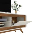 Ver mais imagens de Rack Decorativo 2 Portas Pés de Madeira Maverick Nature/OffWhite - Gran Belo