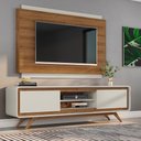 Ver imagem 5 de Rack Decorativo 2 Portas Pés de Madeira Maverick Nature/OffWhite - Gran Belo