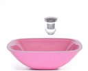 Ver imagem 1 de CUBA DE VIDRO QUADRADA 35CM ROSA + VALVULA CLICK