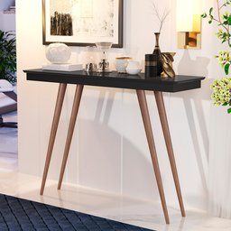Aparador Veneza Premium 82cm Mdf com Madeira Maciça para Quarto - Preto - 1