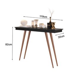 Aparador Veneza Premium 82cm Mdf com Madeira Maciça para Quarto - Preto - 3