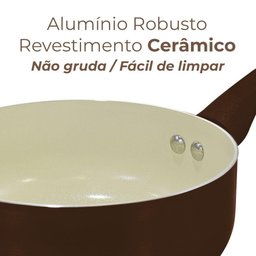 Jogo de Panelas Antiaderente Cerâmica 10 Peças Roma Marrom Plus - Casambiente Al164 - 4