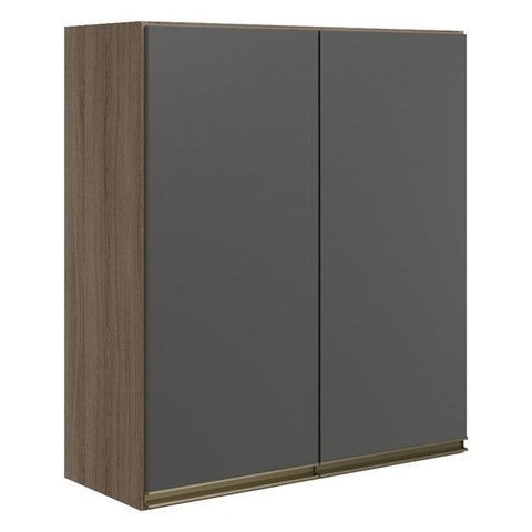 Armario Aereo 2 Portas Mdf 60 Cm Kali 12205 Carvalho Toq Chumbo Nicioli