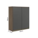 Ver imagem 3 de Armario Aereo 2 Portas Mdf 60 Cm Kali 12205 Carvalho Toq Chumbo Nicioli