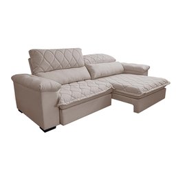 Sofá Retrátil e Reclinável 3,15m Molas Ensacadas Cama inBox Big Home Bordado 3D Linho Bege Claro - 8