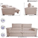 Ver imagem 2 de Sofá Retrátil e Reclinável 3,15m Molas Ensacadas Cama inBox Big Home Bordado 3D Linho Bege Claro