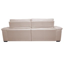 Sofá Retrátil e Reclinável 3,15m Molas Ensacadas Cama inBox Big Home Bordado 3D Linho Bege Claro - 6