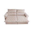 Ver imagem 5 de Sofá Retrátil e Reclinável 3,15m Molas Ensacadas Cama inBox Big Home Bordado 3D Linho Bege Claro