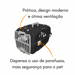 Caixa Transporte Para Cães Gatos Animais Até 6Kg Joy N1 Furacão Pet Caixa de Transporta Joy N1 Azul - 3