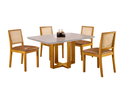 Ver imagem 2 de Conjunto Sala de Jantar 4 Lugares Espanha Mesa e Cadeiras Madeira Maciça Telinha Rattan e Courino
