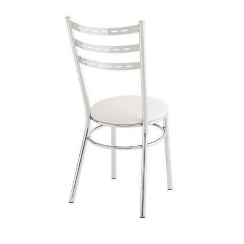 Cadeira para Cozinha Assento Estofado 402 Branco/Cromado