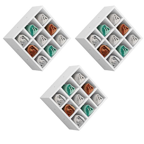 Kit 03 Nichos Porta Toalhas 09 Lugares 40x40cm Branco - Gran Belo
