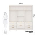 Ver imagem 3 de Guarda-Roupa Casal 3 Portas de Correr Espelho 7 Gavetas 1 Sapateira e 8 Pés 192cm 100% MDF Luiza Branco