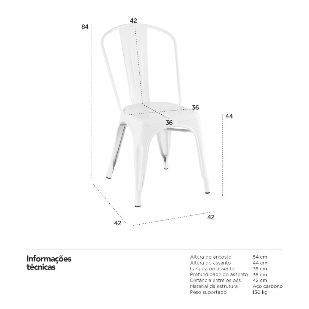 Kit 4 Cadeiras Iron Tolix - Branco - 7