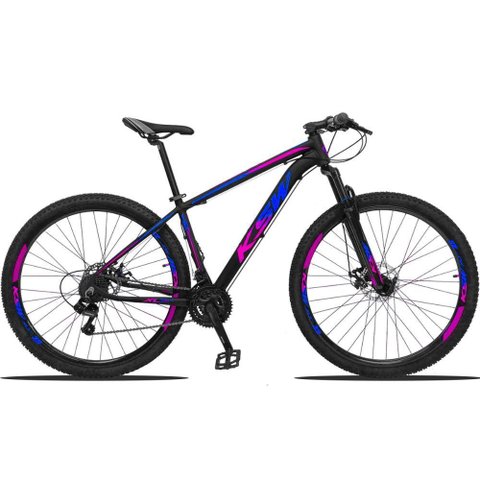 Bicicleta Aro 29 Ksw 24m Azul e Rosa 17"
