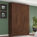 Ver imagem 6 de Guarda Roupa Solteiro Maximus 4 Portas com Armário Multiuso Max Plus Jacarandá Fosco-Zanzini