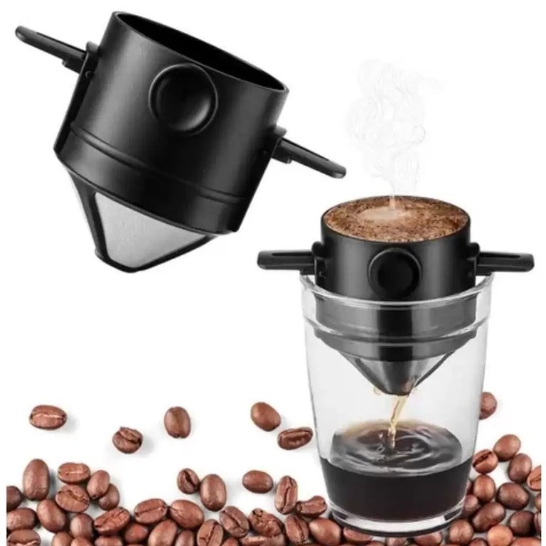 Filtro Café Inox Portátil Compacto Reutilizável Sustentável