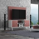 Ver imagem 1 de Painel com Rack para TV até 60 Polegadas 2 Gavetas e Nichos Xadrez Contemporâneo Bortolini Móveis