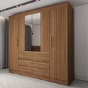 Ver imagem 4 de Guarda-roupa Casal Honey 4 Portas 6 Gavetas com Espelho Freijó - Panorama Móveis
