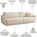 Ver imagem 4 de Sofá Cama Retrátil 3 Lugares para Sala de Estar 210cm Malva F04 Linho Bege - Lyam Decor