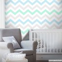 Ver imagem 1 de Papel de Parede Chevron Tricolor Azul, Cinza e Verde 0,58x2,80m