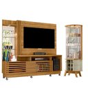 Ver imagem 1 de Estante Home Theater Frizz Plus Cumaru com Rodízios com Cristaleira Marina Cumaru Opala - Madetec