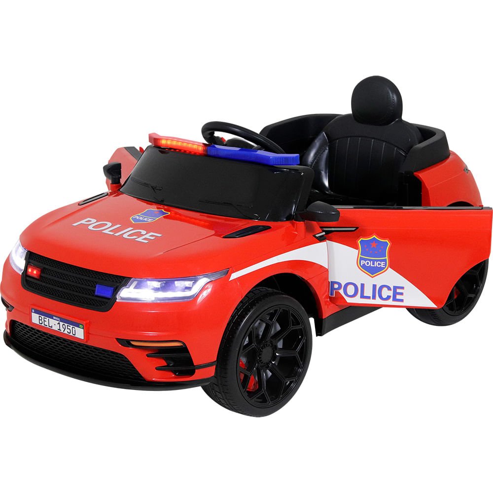 Carro Elétrico de Polícia Drift Vermelho