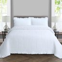 Ver imagem 3 de Kit Cobre Leito Colcha Casa Scarpa Maison Queen C/ Babado Percal 300 Fios 3 Peças - Branco