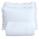 Ver imagem 1 de Kit Cobre Leito Colcha Casa Scarpa Maison Queen C/ Babado Percal 300 Fios 3 Peças - Branco