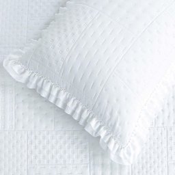 Kit Cobre Leito Colcha Casa Scarpa Maison Queen C/ Babado Percal 300 Fios 3 Peças - Branco - 4