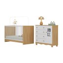 Ver imagem 2 de Berço 3 em 1 para Colchão 130x60cm com Cômoda 1 Porta 4 Gavetas Luna Multimóveis Mp4742