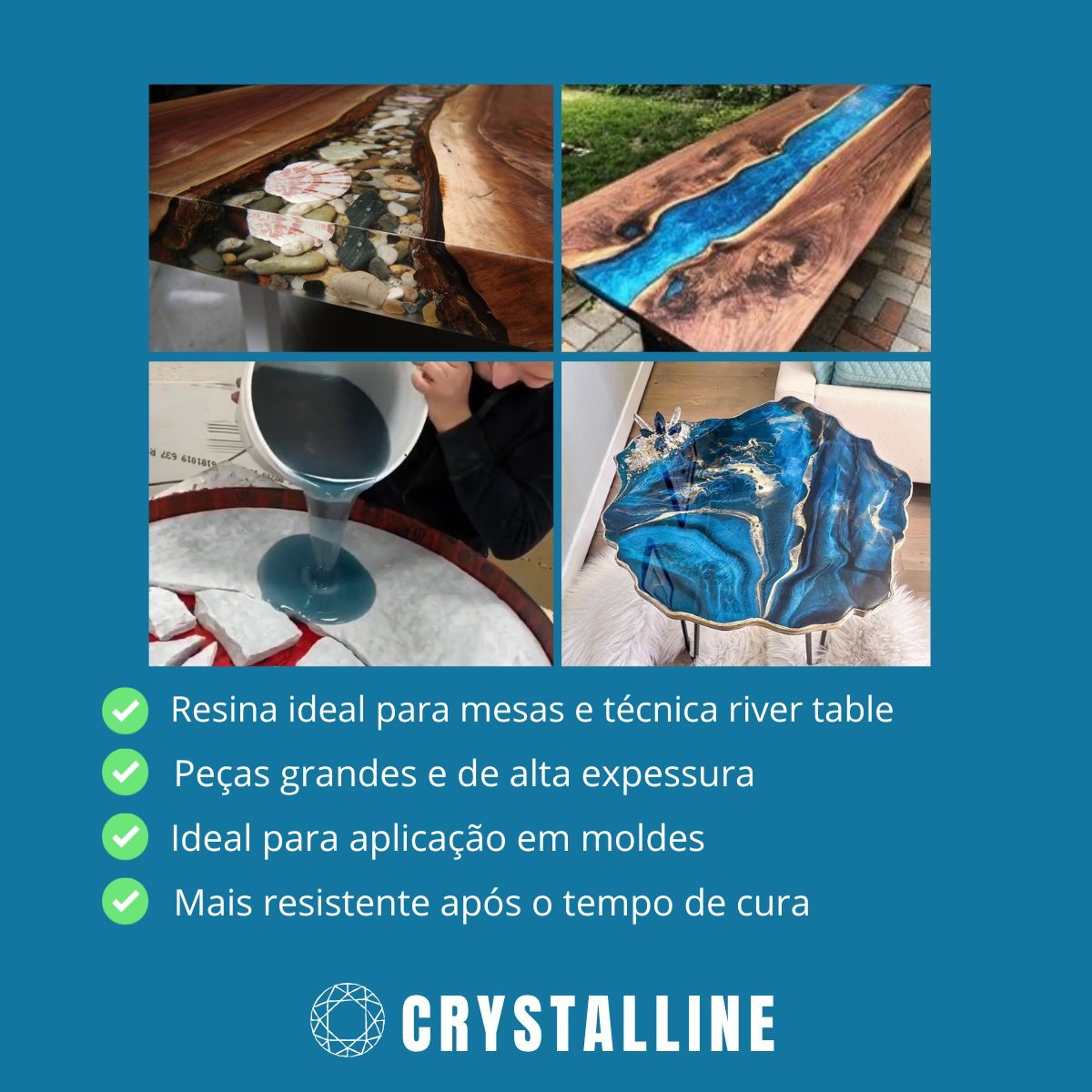 Resina Epoxi Cristal De Alta Viscosidade Kit Com 8kg - 2