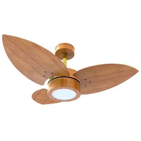 Ventilador de Teto Lótus Madeira 3 Pás Led 3000k Dourado/freijó 220v + Controle