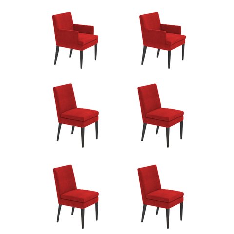 Kit 4 Cadeiras Germany + 2 Germany Retro Suede Vermelho Dominic Decor