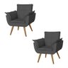 Kit 2 Poltronas Opala Decorativa para Recepção Estofado Veludo Cinza Grafite - 1