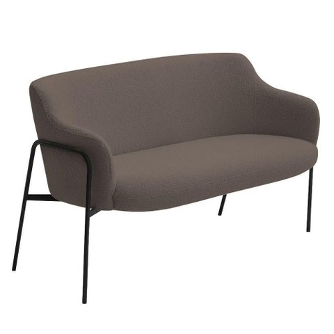Sofá Namoradeira 02 Lugares 130cm Jade Base Preto Bouclé Marrom - Nexta Casa