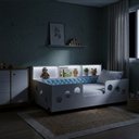 Ver imagem 1 de Cama Completa Lanna com Colchão Exonval Trança Azul 2,5m para Quarto Infantil com Lousa Mágica
