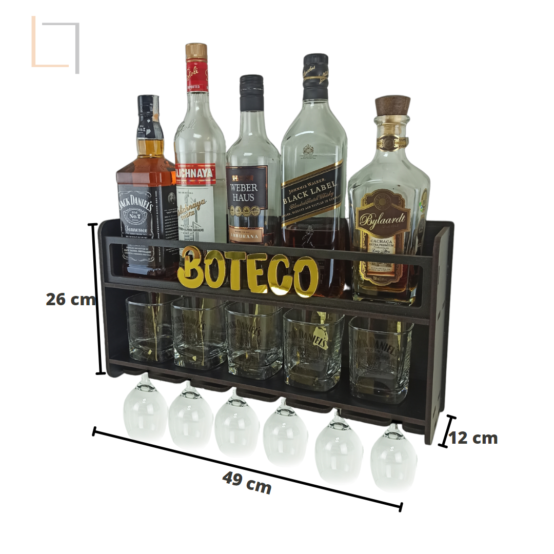 Bar Barzinho Adega Suporte De Parede Para Whisky Destilados - 4